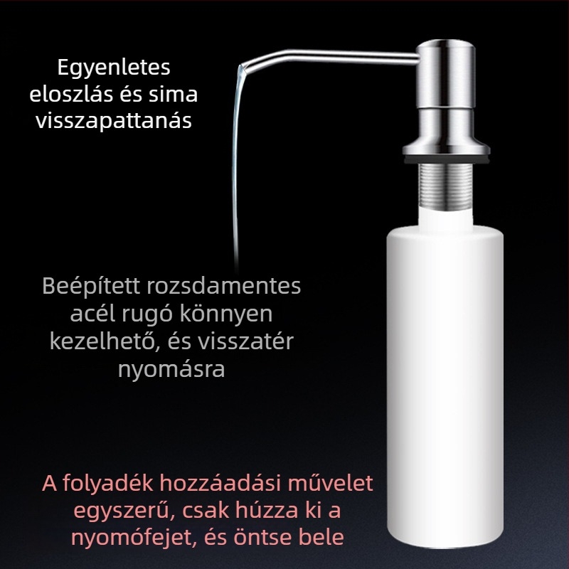 Szappanadagoló, 304 rozsdamentes acélból, kézi nyomású működés, új kínai stílus, konyhai mosogatóhoz