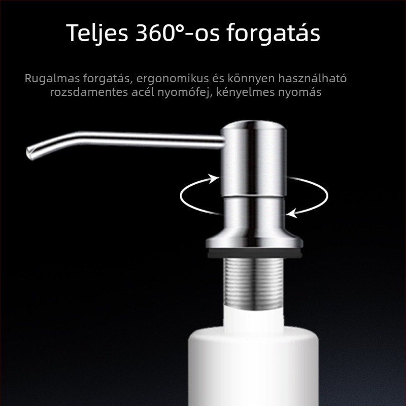 Szappanadagoló, 304 rozsdamentes acélból, kézi nyomású működés, új kínai stílus, konyhai mosogatóhoz