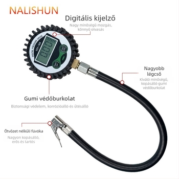 Magas pontosságú digitális guminyomásmérő, elektronikus autókhoz