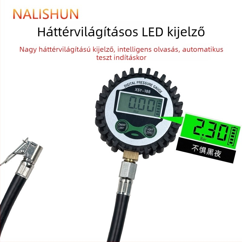 Magas pontosságú digitális guminyomásmérő, elektronikus autókhoz