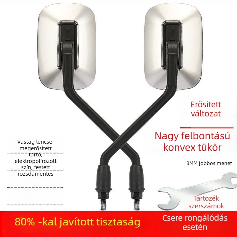 Visszapillantó tükör elektromos robogóhoz, 8 mm HD konvex lencse, univerzális kompatibilitás