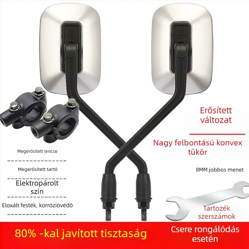 Visszapillantó tükör elektromos robogóhoz, 8 mm HD konvex lencse, univerzális kompatibilitás