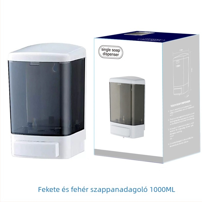 Fali szappanadagoló (műanyag; kézi nyomás; injekciós öntés; súly 324 g; modern minimál stílus)