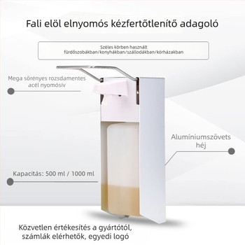 Műanyag kézi szappanadagoló, nyomásos működés, modern minimalista stílus