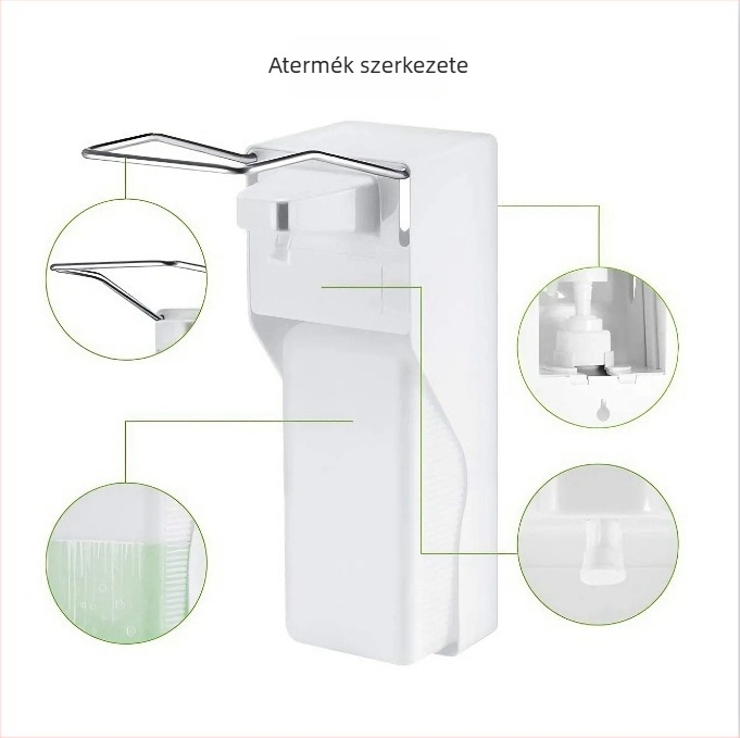 Műanyag kézi szappanadagoló, nyomásos működés, modern minimalista stílus
