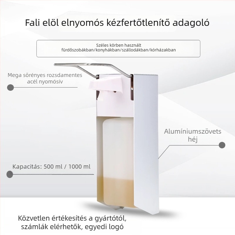 Műanyag kézi szappanadagoló, nyomásos működés, modern minimalista stílus