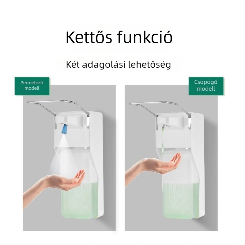 Műanyag kézi szappanadagoló, nyomásos működés, modern minimalista stílus