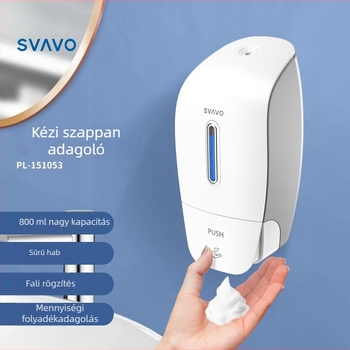 Fali habos szappanadagoló – kézi nyomás, ABS anyag, Rivo márka, modern minimalista stílus, nagy kapacitás