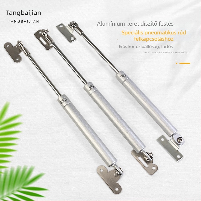 Gáz-támasz szekrényhez alumínium keretes ajtókhoz, modell Z-28; anyagok: rozsdamentes cső, hideghengerelt acél rúds; gyártás: présselt belső cső-összeszerelés; stílus: modern minimalist