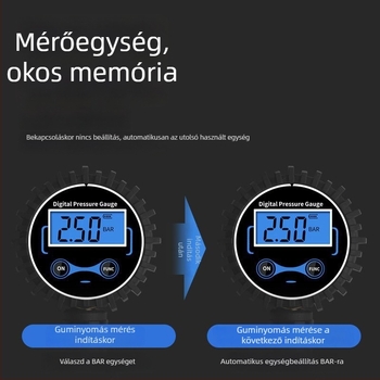 Magas pontosságú digitális guminyomásmérő fúvópisztollyal és LCD kijelzővel