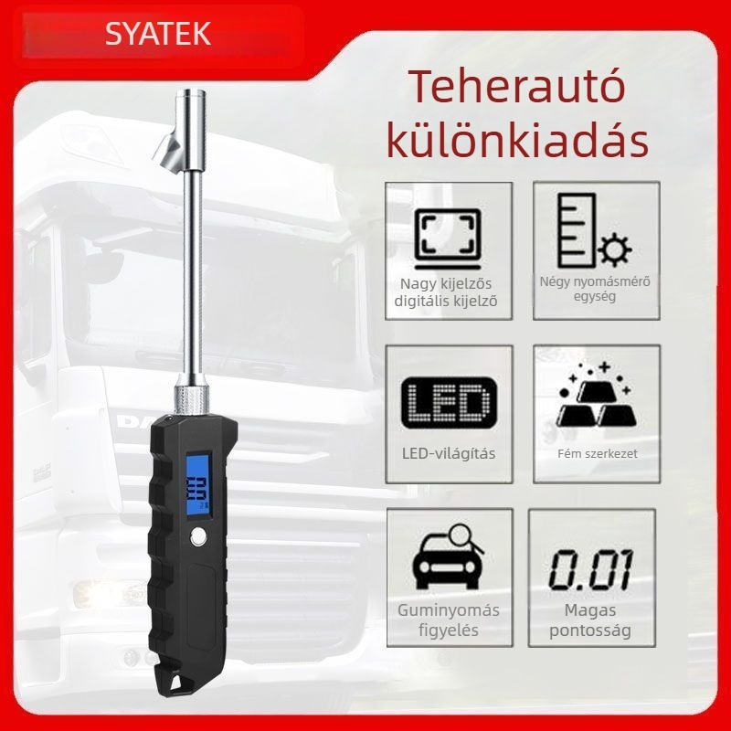 Magas pontosságú digitális guminyomásmérő fúvópisztollyal és LCD kijelzővel