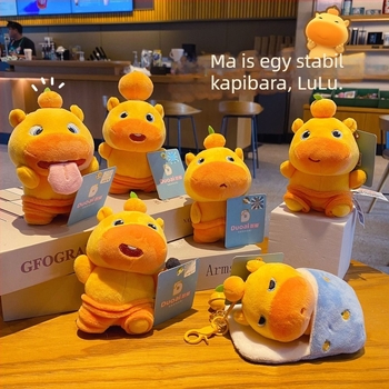 Hiteles Capybara Lulu plüss kulcstartó húzózsinórral és forgó dísz