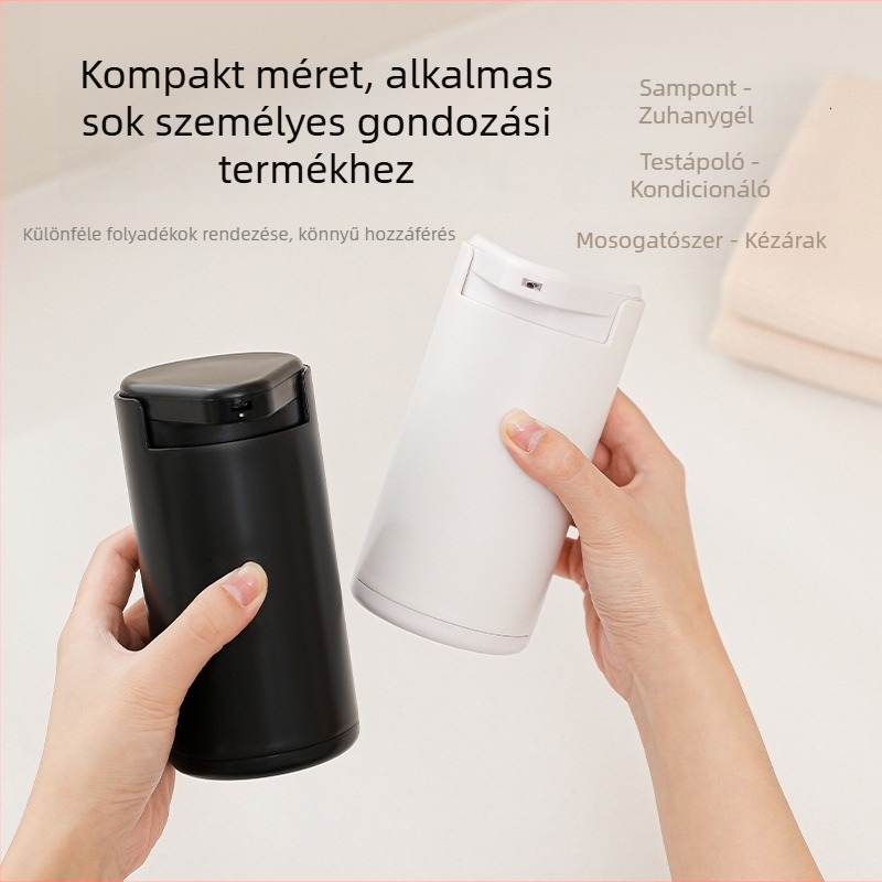 Kézi nyomású szappan adagoló — anyag: ABS, szilikon gél és PP; tömeg: 135 g; felületkezelés: csiszolás és polírozás; modern minimális stílus; funkció: kézi nyomás