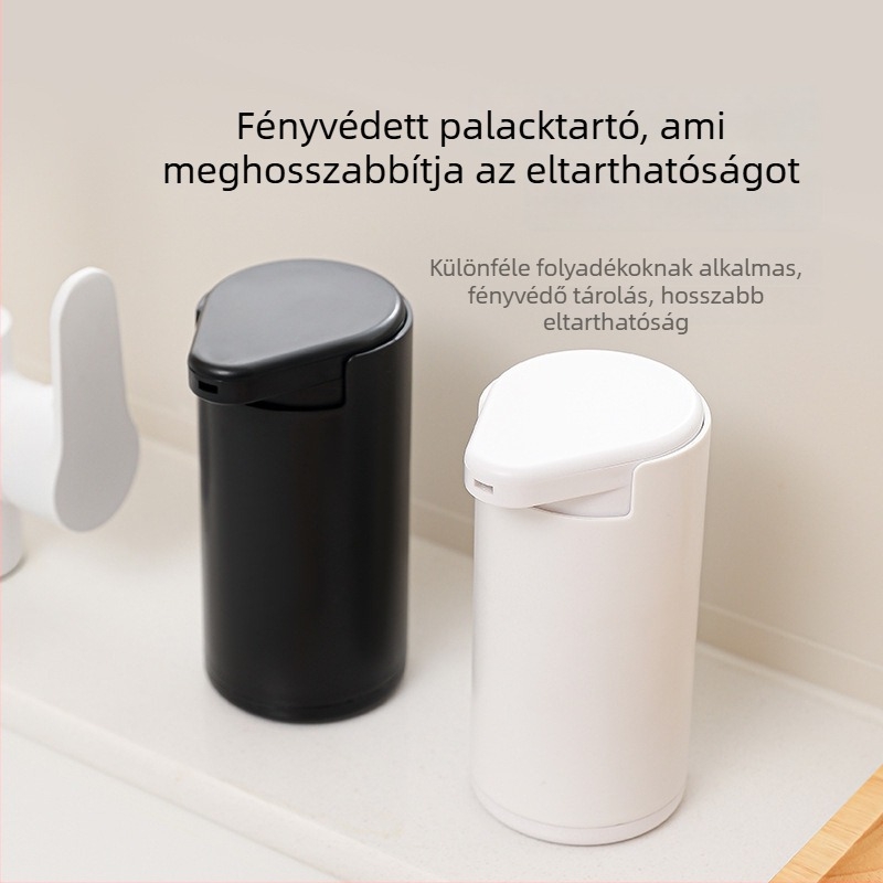 Kézi nyomású szappan adagoló — anyag: ABS, szilikon gél és PP; tömeg: 135 g; felületkezelés: csiszolás és polírozás; modern minimális stílus; funkció: kézi nyomás