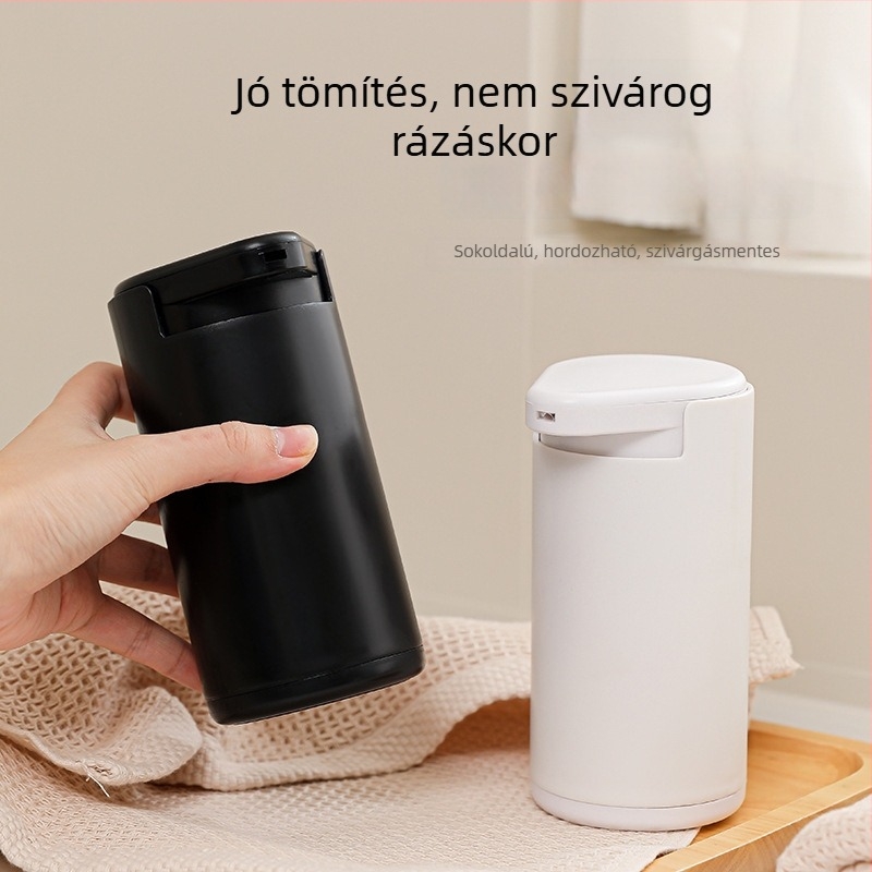 Kézi nyomású szappan adagoló — anyag: ABS, szilikon gél és PP; tömeg: 135 g; felületkezelés: csiszolás és polírozás; modern minimális stílus; funkció: kézi nyomás