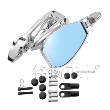 Motorkerékpár visszapillantó tükör, négyzet alakú, alumíniumötvözet ház, modell 68986, szerelés: első és hátsó fogazás