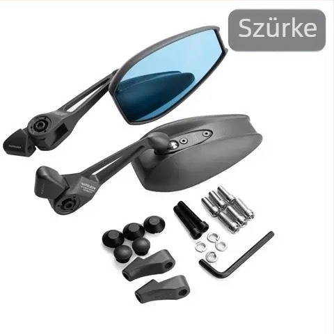 Motorkerékpár visszapillantó tükör, négyzet alakú, alumíniumötvözet ház, modell 68986, szerelés: első és hátsó fogazás