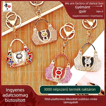 Fém kulcstartó rhinestone kövekkel, táska motívummal, modern minimalista stílus (Márka: Imperial Jiuko)