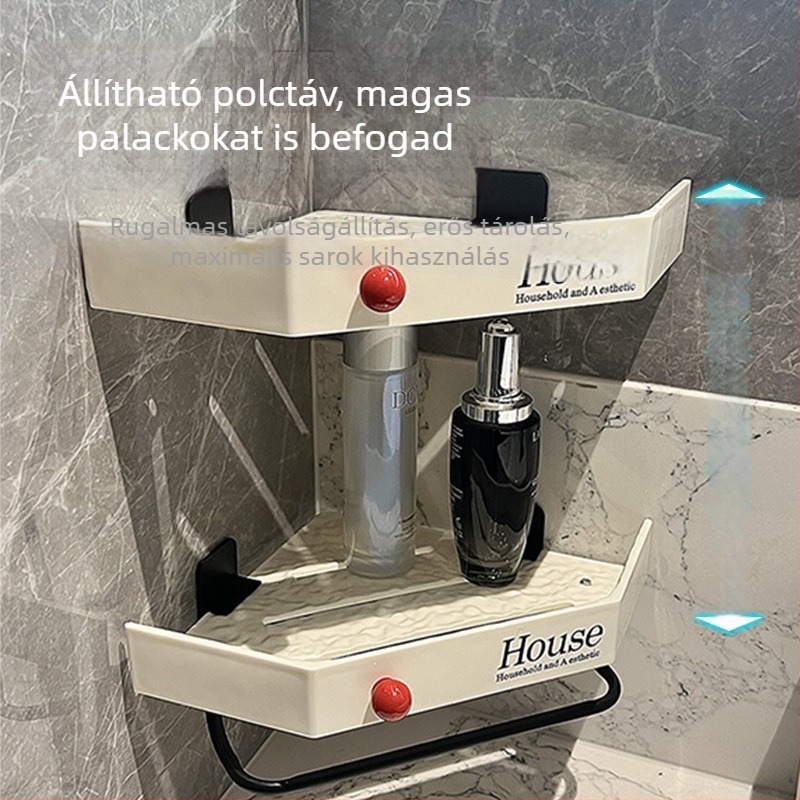 Dopamine sarokállvány falra szerelhető háromszög polc, 1 szint, 5 kg teherbírás, világos luxus stílus