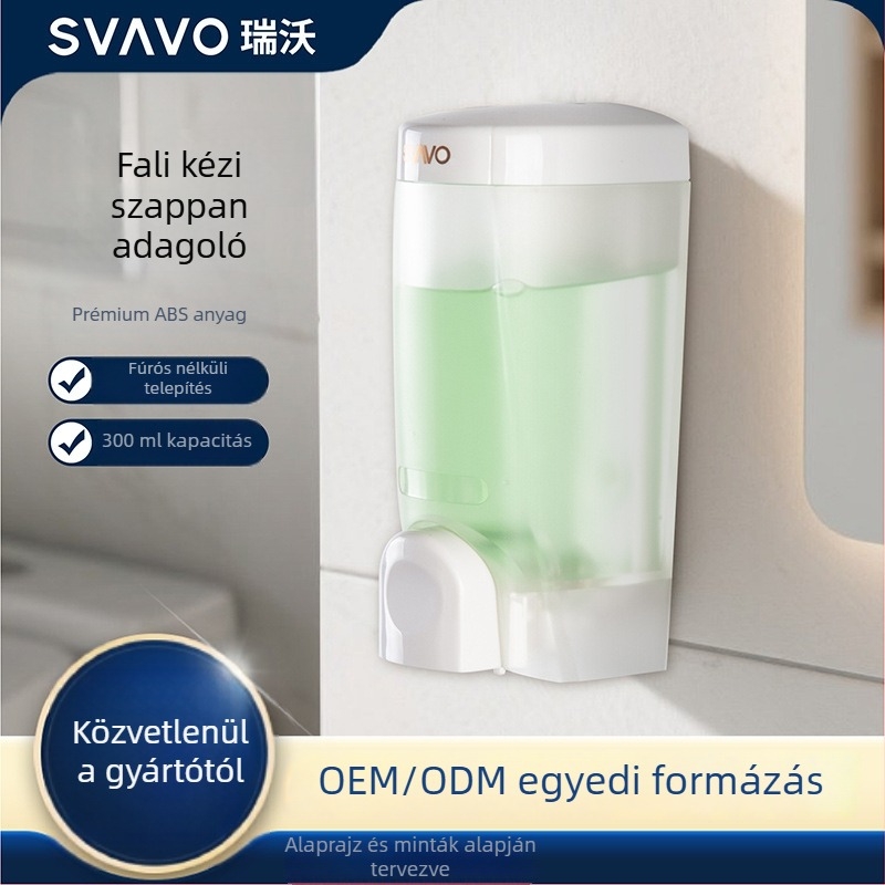 Svavo V-4601 kézi szappanadagoló — falra szerelhető, fúrás nélküli — ABS
