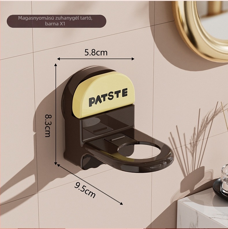Zuhanyzselé tartó szívókoronggal, falra szerelhető, műanyag, 1 szint, modern minimalista stílus