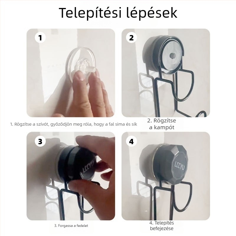 Szívó kupás mosdó-tartó, összecsukható, teherbírás 5 kg, elektroplattolt felület, modell YM-0065