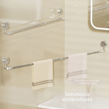 Forgó törölközőtartó szívócsöves, rozsdamentes acélból, galvanizált felülettel, teherbírás 1.5-5 kg, egy szintes, modern minimalist stílusú törölközőrúd