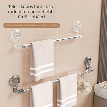 Forgó törölközőtartó szívócsöves, rozsdamentes acélból, galvanizált felülettel, teherbírás 1.5-5 kg, egy szintes, modern minimalist stílusú törölközőrúd