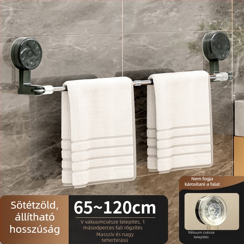 Forgó törölközőtartó szívócsöves, rozsdamentes acélból, galvanizált felülettel, teherbírás 1.5-5 kg, egy szintes, modern minimalist stílusú törölközőrúd