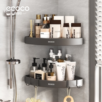 Háromszög alakú falra szerelt fürdőszobai tároló – polírozott felület, Space alumínium anyag, teherbírás 1–5 kg, egy réteg, modern minimalista stílus