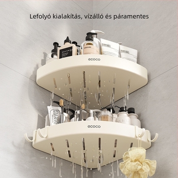 Háromszög alakú falra szerelt fürdőszobai tároló – polírozott felület, Space alumínium anyag, teherbírás 1–5 kg, egy réteg, modern minimalista stílus