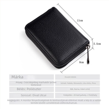 PU bőr kártyatartó szarvasmarha bőr belsővel, uniszex dizájn, egyszínű, kompakt, 2024 tavaszi kiadás