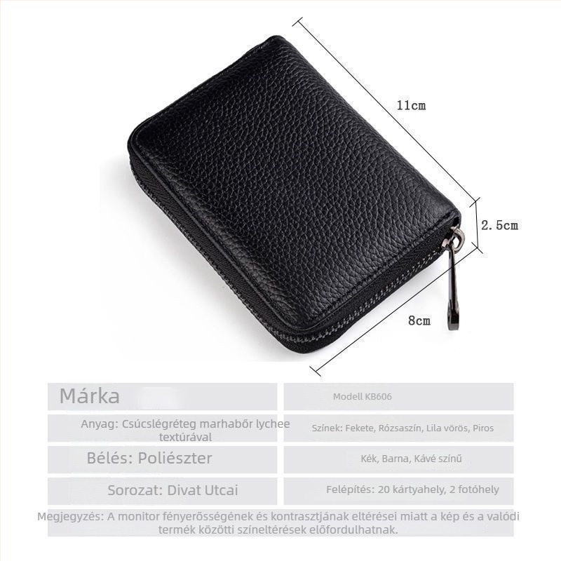 PU bőr kártyatartó szarvasmarha bőr belsővel, uniszex dizájn, egyszínű, kompakt, 2024 tavaszi kiadás