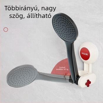 Zuhanyfej-tartó – mozgatható, fúrás nélkül (Szerelés: szívófalra szerelhető; Anyag: műanyag; Stílus: egyszerű és modern; Kategória: fürdőszobai polc)