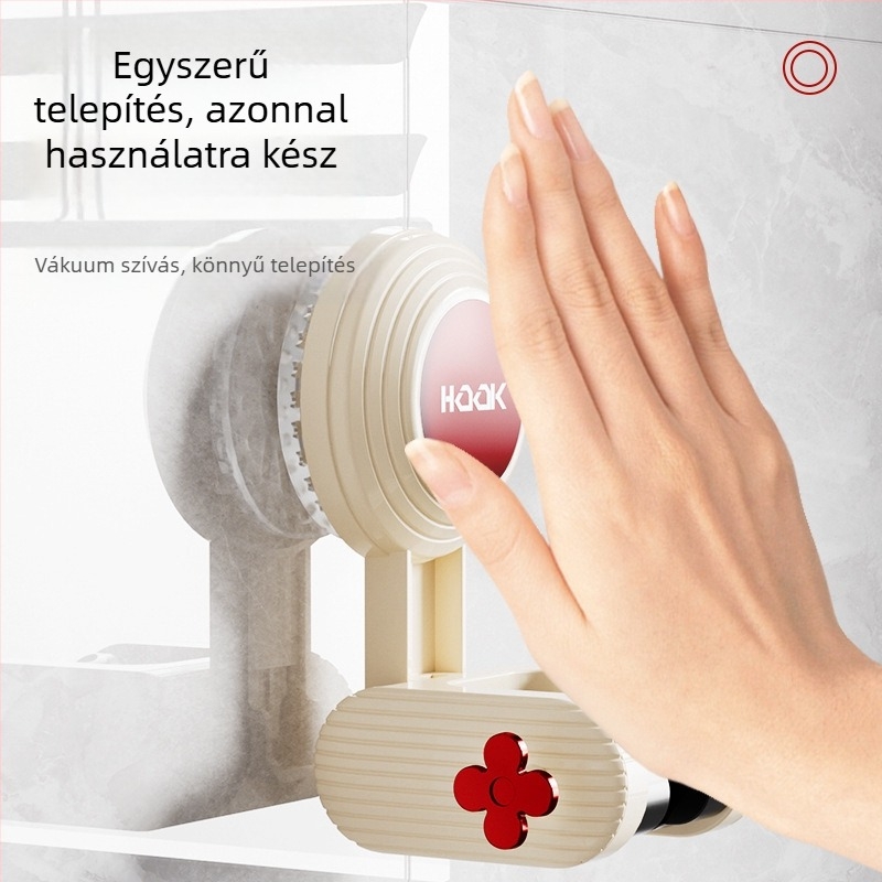 Zuhanyfej-tartó – mozgatható, fúrás nélkül (Szerelés: szívófalra szerelhető; Anyag: műanyag; Stílus: egyszerű és modern; Kategória: fürdőszobai polc)