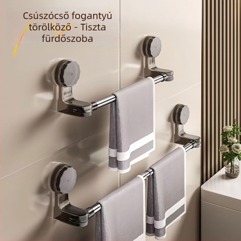 Teleszkópos vákuumos törölközőtartó, lyukasztás nélküli, műanyag, Qiwang márka