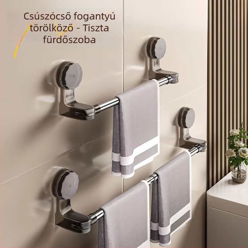 Teleszkópos vákuumos törölközőtartó, lyukasztás nélküli, műanyag, Qiwang márka