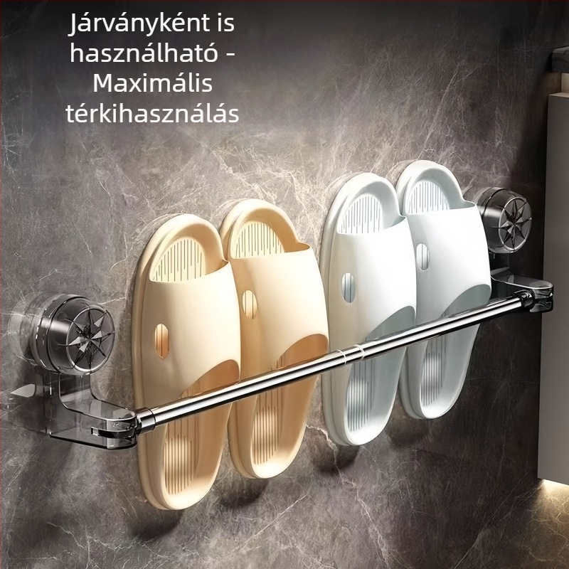 Teleszkópos vákuumos törölközőtartó, lyukasztás nélküli, műanyag, Qiwang márka