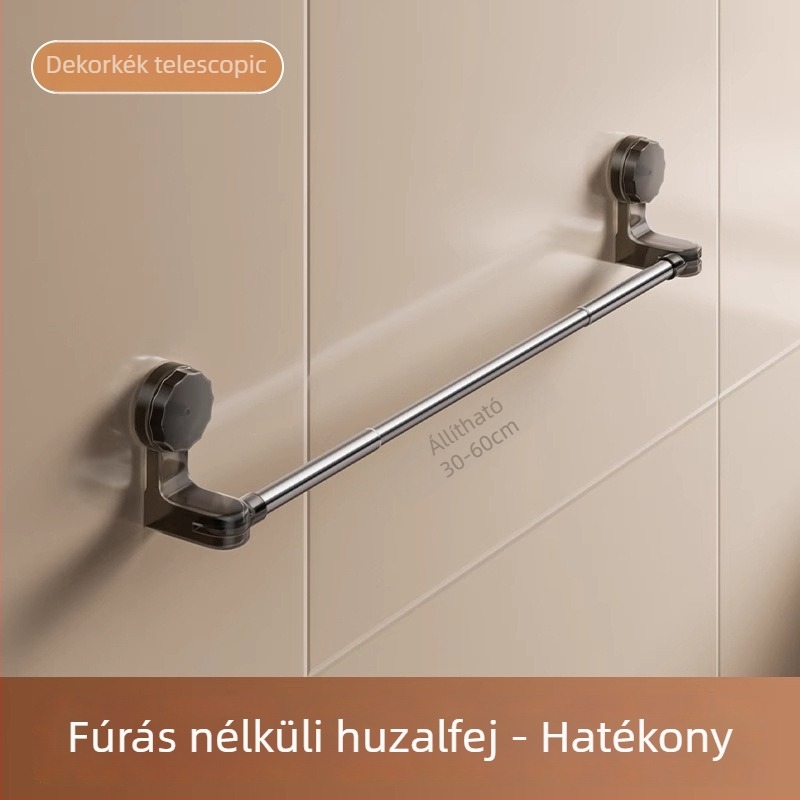 Teleszkópos vákuumos törölközőtartó, lyukasztás nélküli, műanyag, Qiwang márka