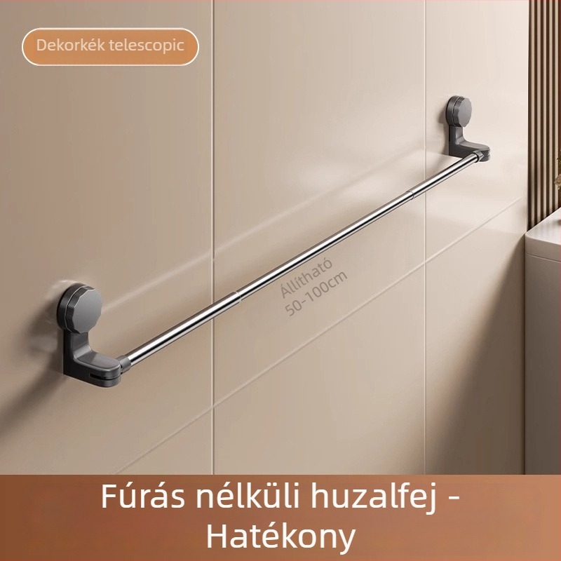 Teleszkópos vákuumos törölközőtartó, lyukasztás nélküli, műanyag, Qiwang márka