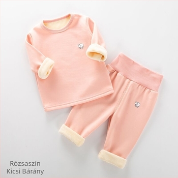 Gyerekek téli thermo készlet fleece belsővel, vastag Milk Silk anyag, magas derekú védelem a hasnak, kerek nyakú
