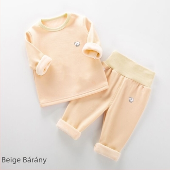 Gyerekek téli thermo készlet fleece belsővel, vastag Milk Silk anyag, magas derekú védelem a hasnak, kerek nyakú