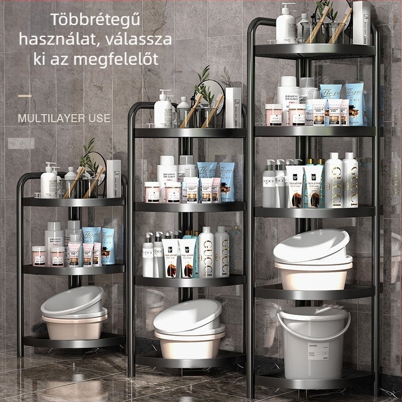 Fürdőszobai 5-szintes háromszög alakú sarok állvány, teherbírás 20–50 kg, CE tanúsítvány