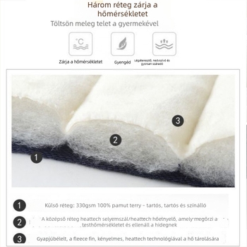 Gyerek téli pamutnadrág fleece-béléssel, vastag, háromrétegű steppelt, magas derékú