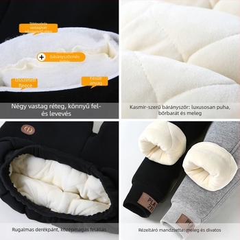 Gyerek téli pamutnadrág fleece-béléssel, vastag, háromrétegű steppelt, magas derékú