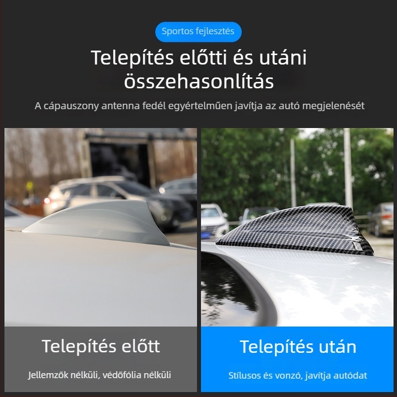BMW karbon szálas antennafedél – cápauszony dizájn, ragasztó típusú telepítés, kompatibilis az 1–5 sorozattal, GT7, X1/X3/X5/X6