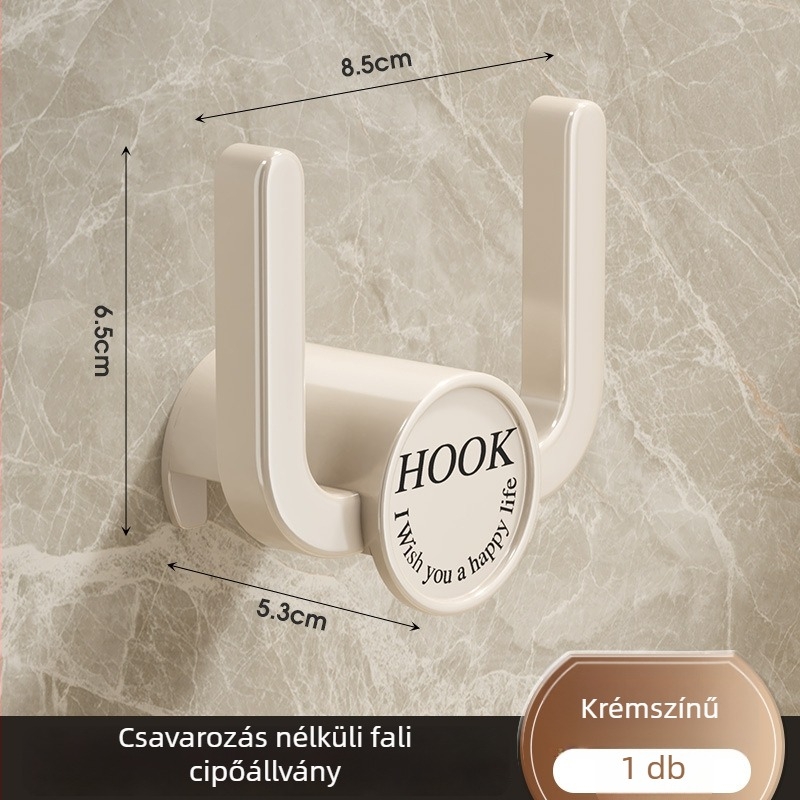 Fürdőszobai papucsos polc falra szerelhető, műanyagból, 1 réteg, tárolás és szárítás, modern, egyszerű stílus