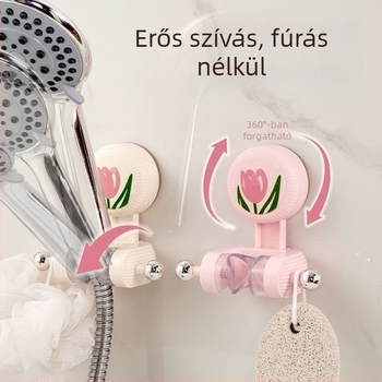 Fali szerelésű ABS Tulip vákuumos zuhanytartó, állítható alsó rész, fúrás nélkül