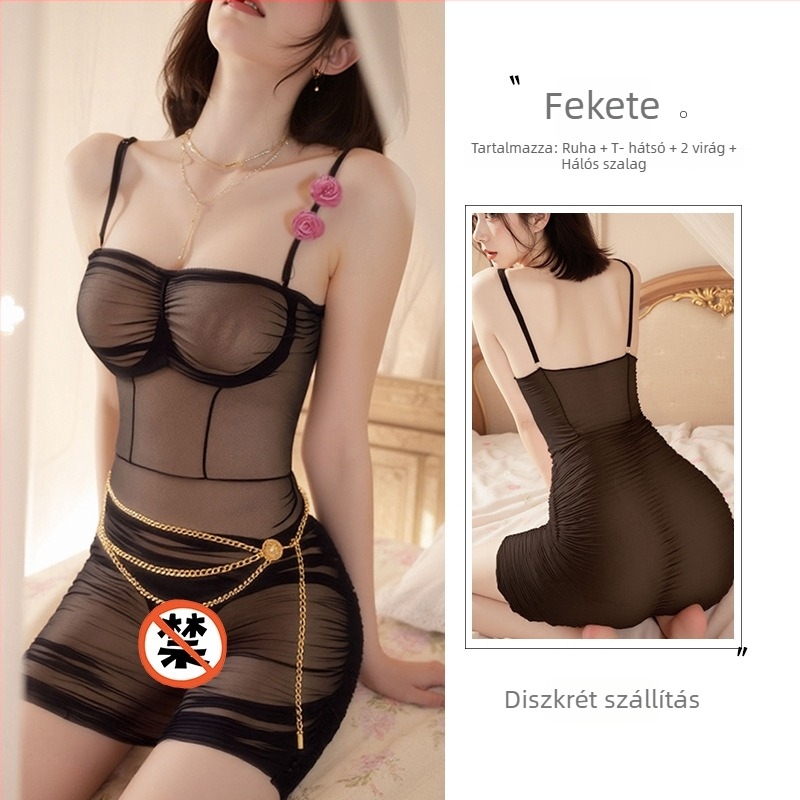 Szexi hálóing vékony poliészter anyaggal, áttetsző, fő anyag poliészter 90–95%, Termék szám 5006, Megjelenés: télen 2025