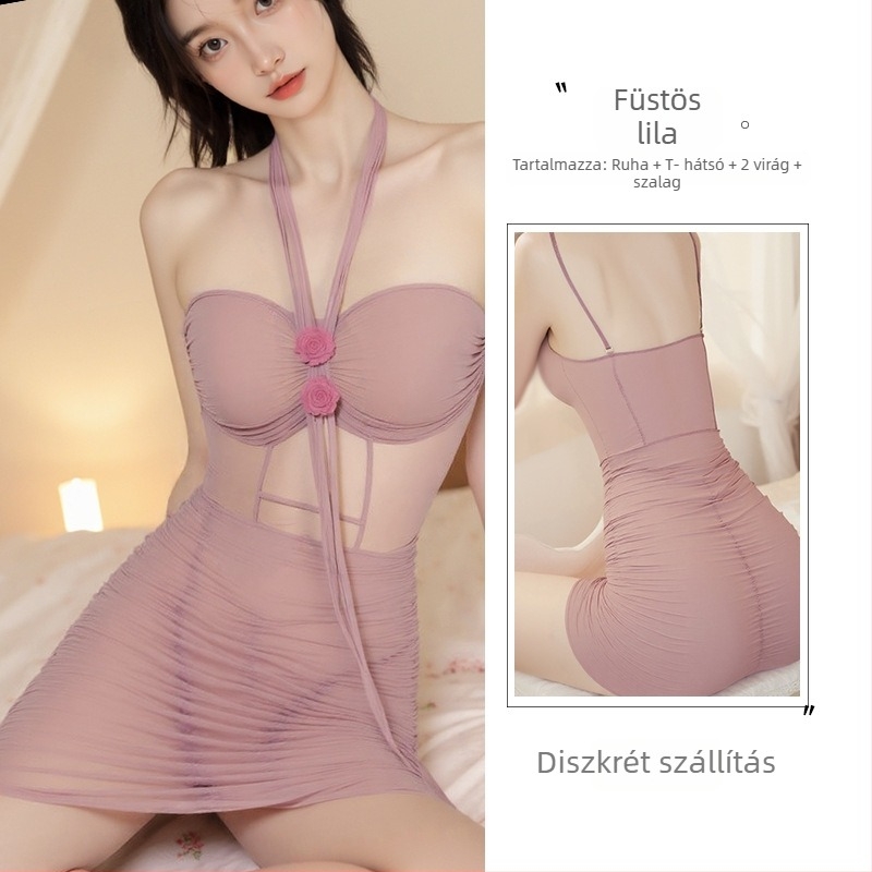 Szexi hálóing vékony poliészter anyaggal, áttetsző, fő anyag poliészter 90–95%, Termék szám 5006, Megjelenés: télen 2025